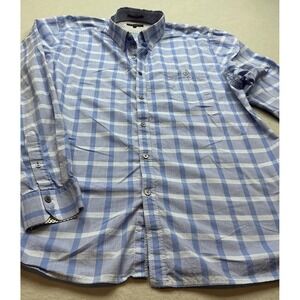 Ted Baker London Shirt Blue Gingham Check Size 7 XXL Button Down Casual